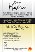Provence A.O.C. extra virgin olive oil label
